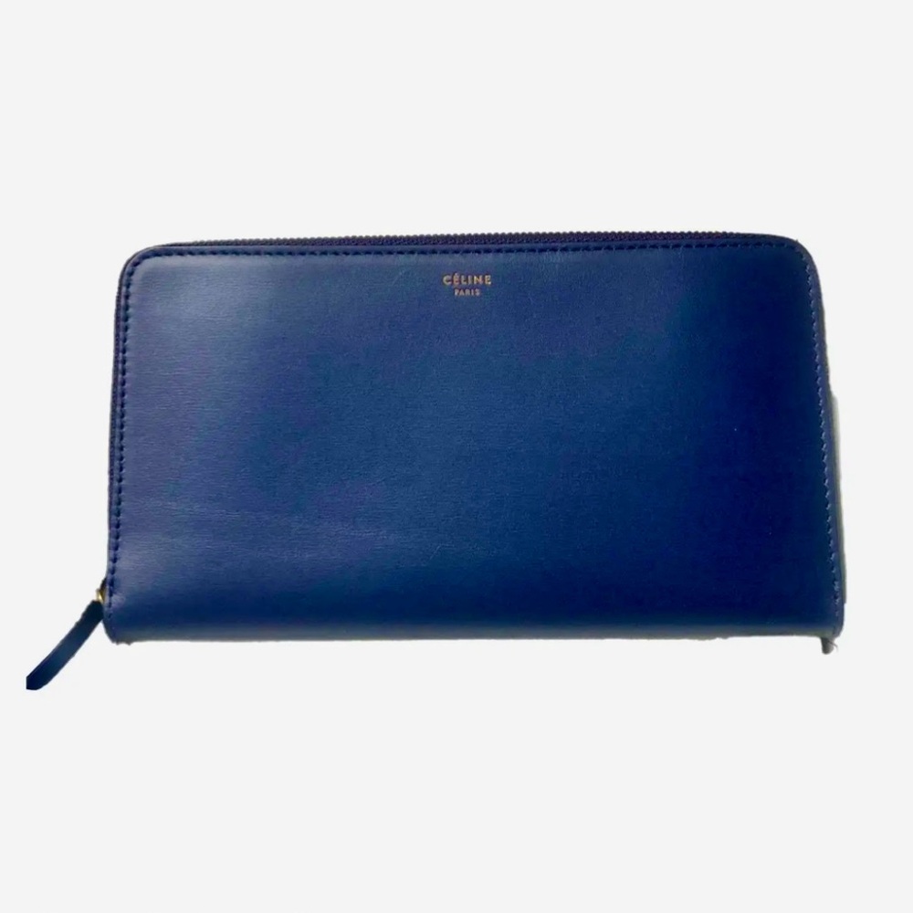 Celine Blue Wallet with Gold Hardware